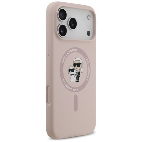 Karl Lagerfeld Silicone Karl & Choupette Ring MagSafe - Etui iPhone 17 Pro Max (różowy)