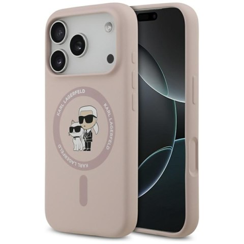 Karl Lagerfeld Silicone Karl & Choupette Ring MagSafe - Etui iPhone 17 Pro (różowy)
