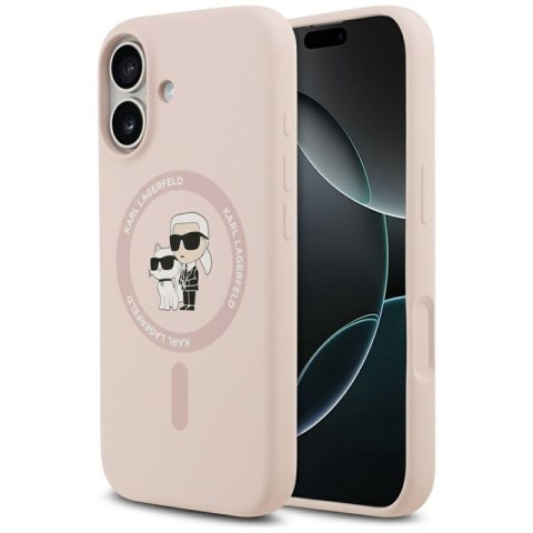 Karl Lagerfeld Silicone Karl & Choupette Ring MagSafe - Etui iPhone 17 (różowy)
