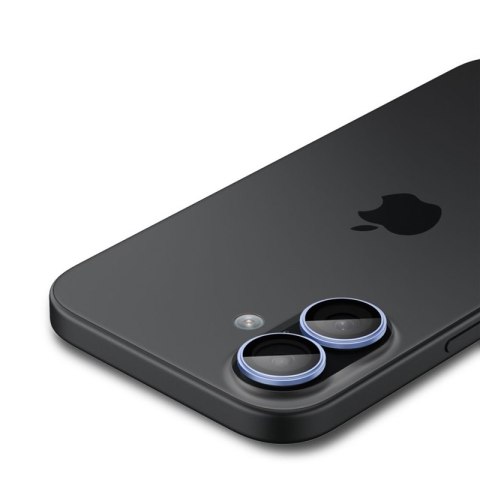 Spigen Optik Pro GLAS.TR EZ Fit Camera Protector 2-Pack - Szkło ochronne na obiektyw do iPhone 16 / 16 Plus / 17 (2 szt) (Blue)