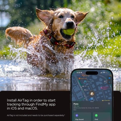 Spigen Tough Armor Pet Collar - Etui z mocowaniem do obroży do Apple AirTag 1 / 2 (Black)