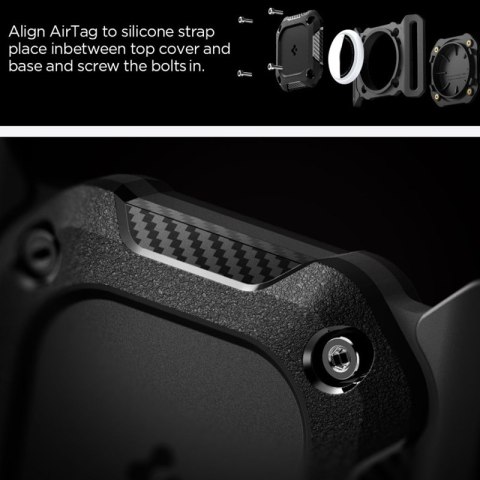 Spigen Tough Armor Pet Collar - Etui z mocowaniem do obroży do Apple AirTag 1 / 2 (Black)