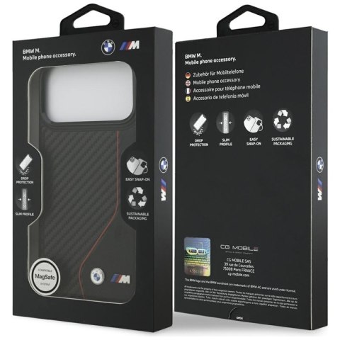 BMW M Carbon Line & Logo MagSafe - Etui iPhone 17 Pro Max (czerwony)