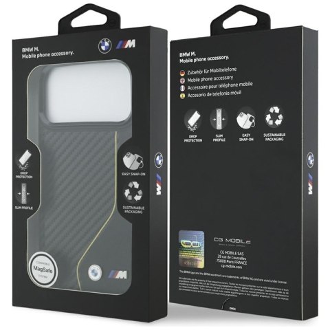 BMW M Carbon Line & Logo MagSafe - Etui iPhone 17 Pro Max (żółty)