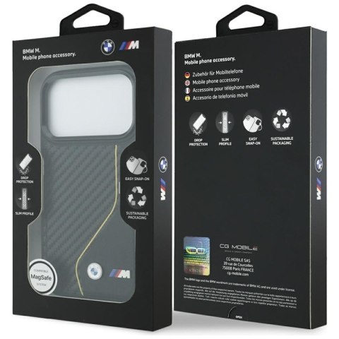 BMW M Carbon Line & Logo MagSafe - Etui iPhone 17 Pro (żółty)