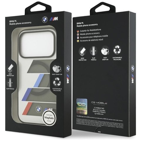 BMW M IML Metal Buttons Tricolor Lines MagSafe - Etui iPhone 17 Pro Max (antracyt)