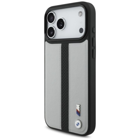 BMW M Perforated Stripe Logo MagSafe - Etui iPhone 17 Pro Max (szary)