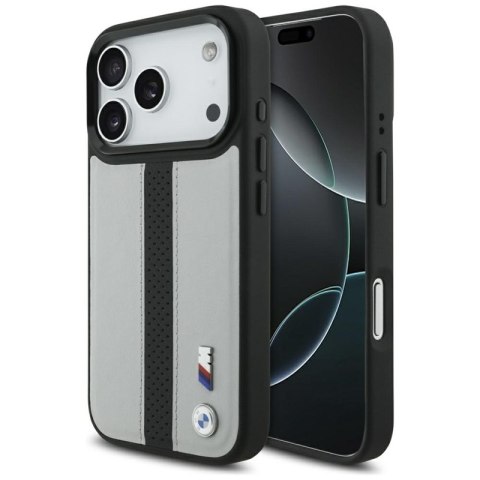 BMW M Perforated Stripe Logo MagSafe - Etui iPhone 17 Pro (szary)