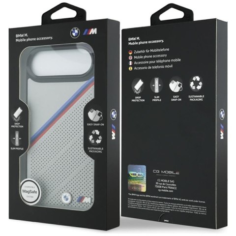 BMW M Tricolor Metal Logo MagSafe - Etui iPhone Air (szary)