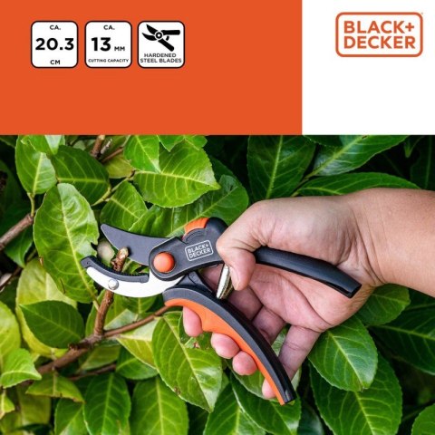 Black&Decker - Sekator kowadełkowy / nożyce ogrodowe do kwiatów i żywopłotu ostrze ze stali hartowanej