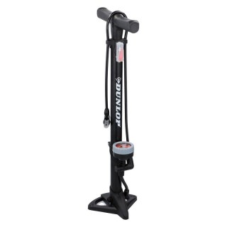 Dunlop - Pompka podłogowa do rowerów, piłek, materacy z manometrem (Czarny)