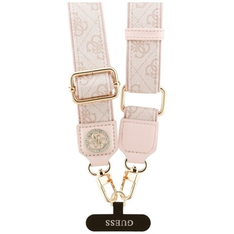 Guess Universal Crossbody Strap 4G Tether Patch Strass Metal Logo - Uniwersalny pasek / smycz do telefonu (różowy)