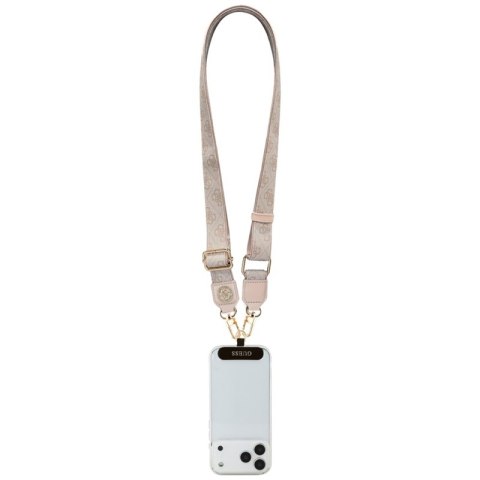 Guess Universal Crossbody Strap 4G Tether Patch Strass Metal Logo - Uniwersalny pasek / smycz do telefonu (różowy)