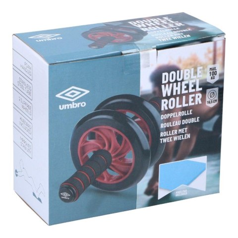 Umbro - Dwukołowy wałek do treningu mięśni brzucha z matą (Czerwony)