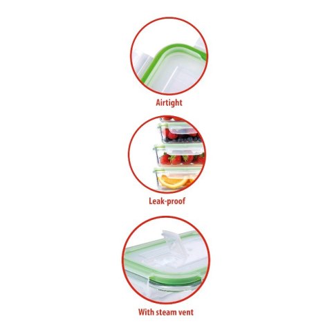 Alpina - Zestaw 6 szklanych pojemników na żywość z pokrywką lunchbox 370 ml / 640 ml / 1050 ml