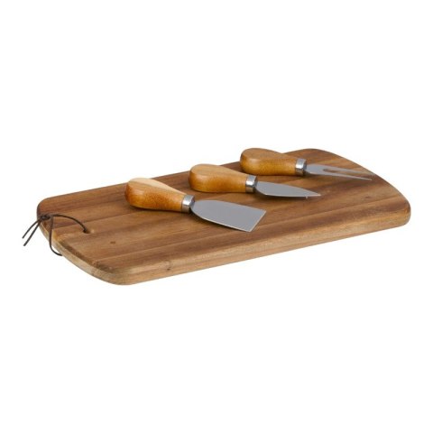 Alpina - Zestaw do serwowania serów deska drewniana 32x17,5 cm + 3 noże