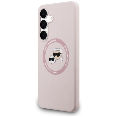 Karl Lagerfeld Silicone Karl & Choupette Heads MagSafe - Etui Samsung Galaxy S25 FE (różowy)
