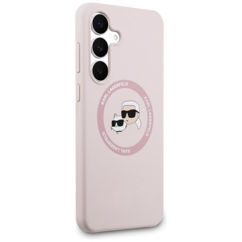 Karl Lagerfeld Silicone Karl & Choupette Heads MagSafe - Etui Samsung Galaxy S25 FE (różowy)