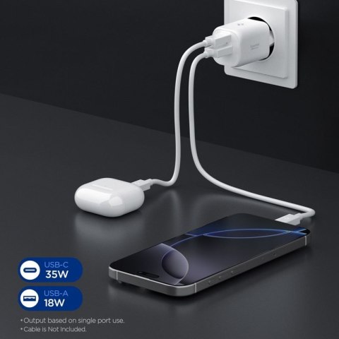 Spigen Essential EE352EU GaN Pro - Ładowarka sieciowa USB-C + USB-A 35W (White)