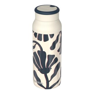 Quokka Echo - Butelka ze stali nierdzewnej 690 ml z silikonowym uchwytem (Abstract Leaves)
