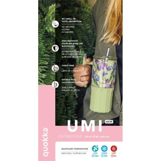 Quokka Umi - Kubek termiczny ze stali nierdzewnej 720 ml ze słomką i silikonową podstawką (Green Tea)