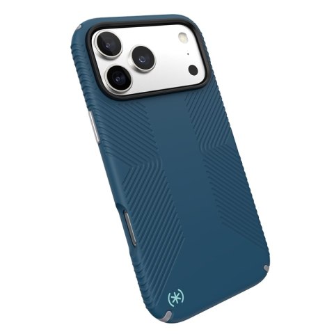 Speck Presidio2 Grip MagSafe - Etui iPhone 17 Pro Max (Deep Sea/Silver Metallic)