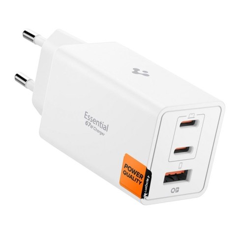 Spigen Essential EE673EU GaN Pro - Ładowarka sieciowa 2x USB-C + USB-A 67W (White)