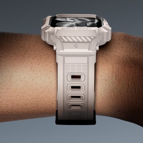 Spigen Rugged Armor Pro V2 - Pasek z obudową do Apple Watch 10 / 11 46 mm (Dune Beige)