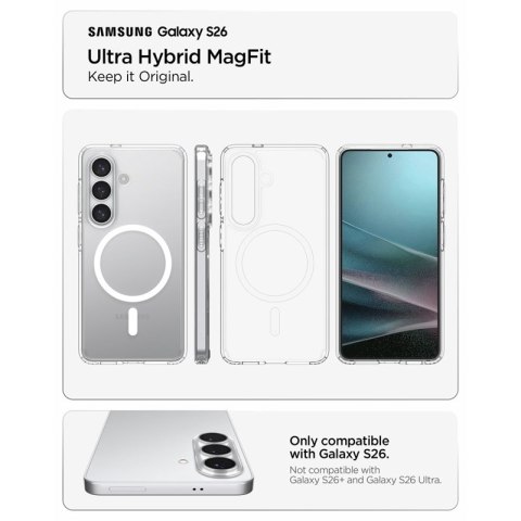 Spigen Ultra Hybrid Mag MagSafe - Etui do Samsung Galaxy S26 (Clear/White)