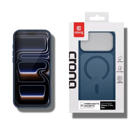 Crong Hybrid Matte Magnetic - Etui MagSafe iPhone 17 Pro Max (granatowy)