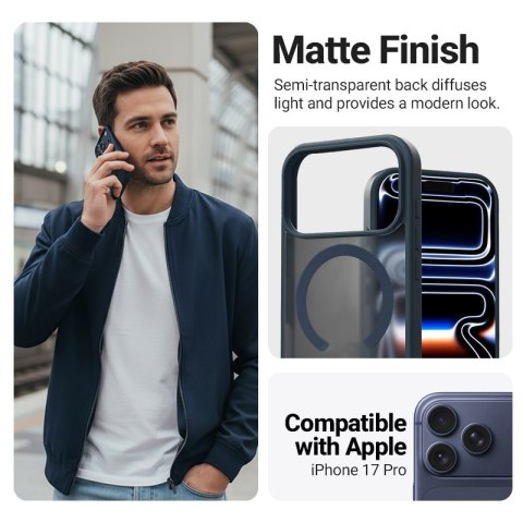Crong Hybrid Matte Magnetic - Etui MagSafe iPhone 17 Pro (granatowy)