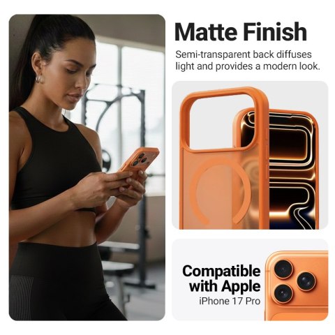 Crong Hybrid Matte Magnetic - Etui MagSafe iPhone 17 Pro (pomarańczowy)