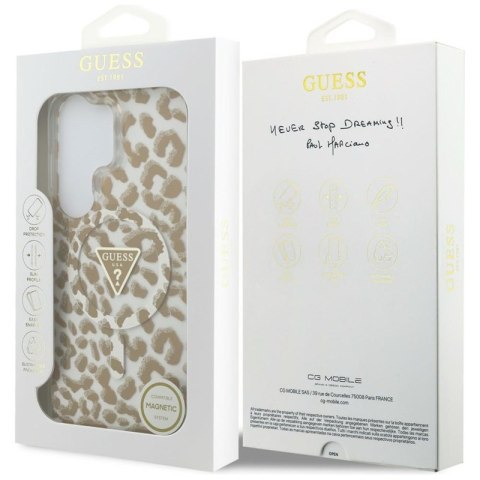 Guess IML Leopard Print Triangle MagSafe - Etui Samsung Galaxy S26 Ultra (brązowy)