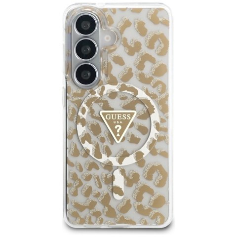Guess IML Leopard Print Triangle MagSafe - Etui Samsung Galaxy S26 (brązowy)