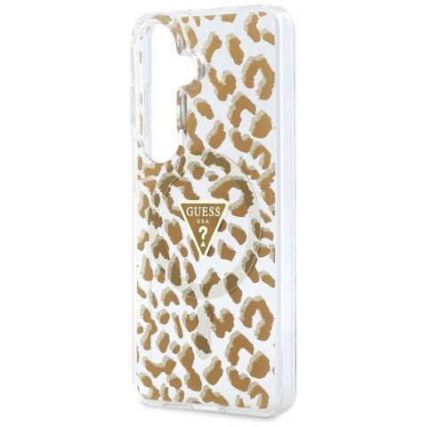Guess IML Leopard Print Triangle MagSafe - Etui Samsung Galaxy S26 (brązowy)