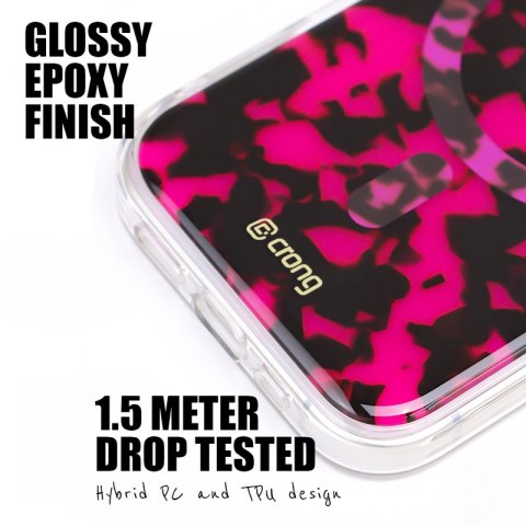Crong Deluxe MAG Cover - Etui iPhone 17 MagSafe (Pink Tortoise)