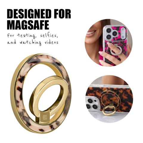Crong Deluxe RING Holder - Magnetyczny uchwyt do telefonu MagSafe (Blonde Tortoise)