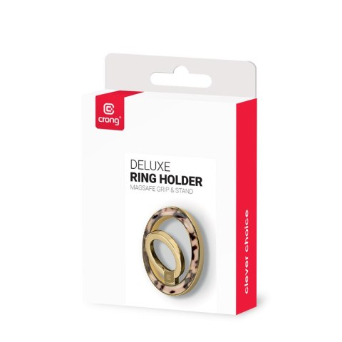 Crong Deluxe RING Holder - Magnetyczny uchwyt do telefonu MagSafe (Blonde Tortoise)