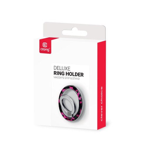 Crong Deluxe RING Holder - Magnetyczny uchwyt do telefonu MagSafe (Pink Tortoise)