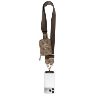Guess 4G Metal Logo Universal Crossbody Phone Strap Small Purse - Smycz / pasek na ramię z portfelem do telefonu (brązowy)