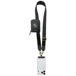 Guess 4G Metal Logo Universal Crossbody Phone Strap Small Purse - Smycz / pasek na ramię z portfelem do telefonu (czarny)
