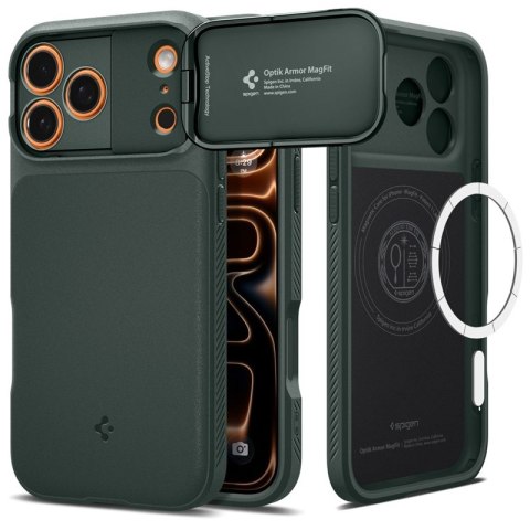 Spigen Optik Armor Mag MagSafe - Etui do iPhone 17 Pro (Abyss Green)