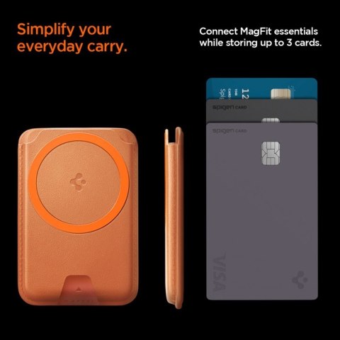 Spigen Valentinus MagFit + MagSafe - Portfel magnetyczny (Metallic Orange)