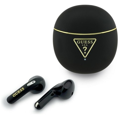 Guess Gold Line Triangle - Słuchawki Bluetooth TWS + etui ładujące (czarny)