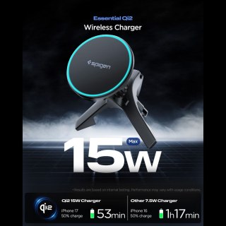 Spigen EV15MAQ Essential - Uchwyt samochodowy na kratkę nawiewu MagSafe 15W Qi2 (Czarny)