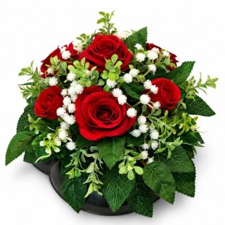 Stroik na cmentarz kompozycja kwiatowa na grób miska serce z obciążeniem