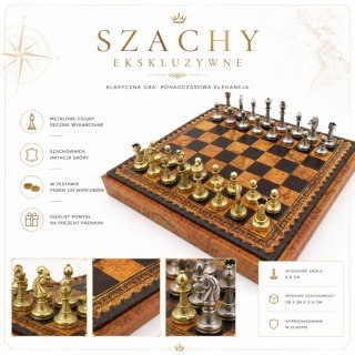 Ekskluzywne Metalowe Szachy Italfama 28x28 cm - N035