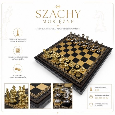 Ekskluzywne Mosiężne Szachy Italfama 28x28 cm - N001