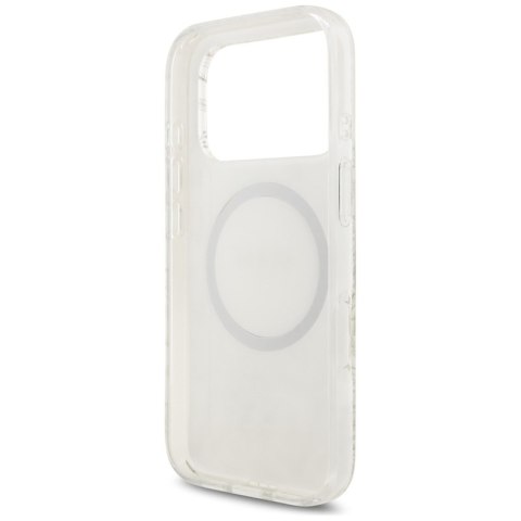 Guess IML Flowers Electro Pearl Strap MagSafe - Etui iPhone 17 Pro (biały)
