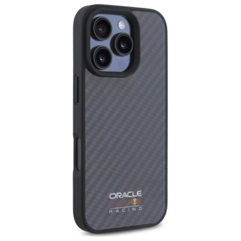 Red Bull Carbon Fiber Shiny Logo MagSafe - Etui iPhone 16 Pro (czarny)